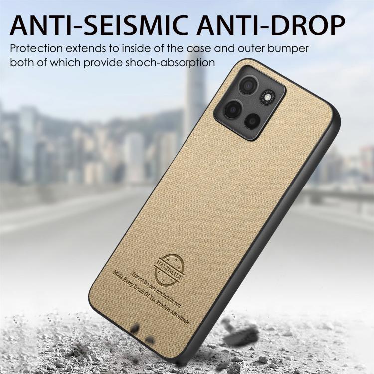 For Motorola Moto G15 Twill Fabric Leather Skin Back Phone Case