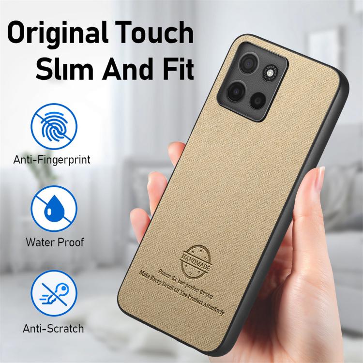 For Motorola Moto G15 Twill Fabric Leather Skin Back Phone Case