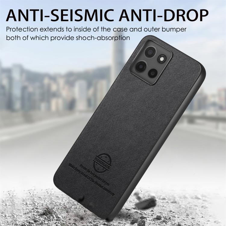 For Motorola Moto G15 Twill Fabric Leather Skin Back Phone Case