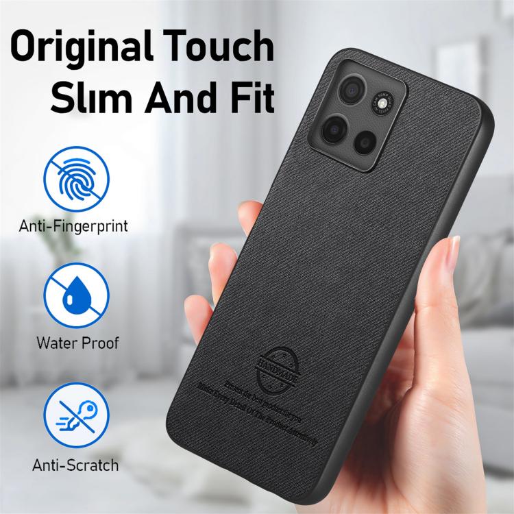 For Motorola Moto G15 Twill Fabric Leather Skin Back Phone Case