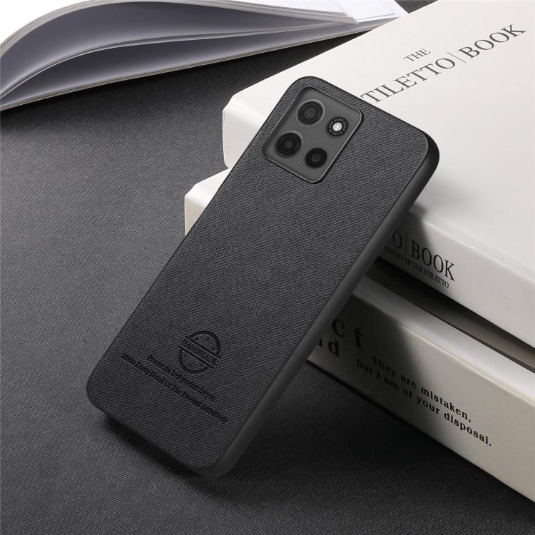 For Motorola Moto G15 Twill Fabric Leather Skin Back Phone Case