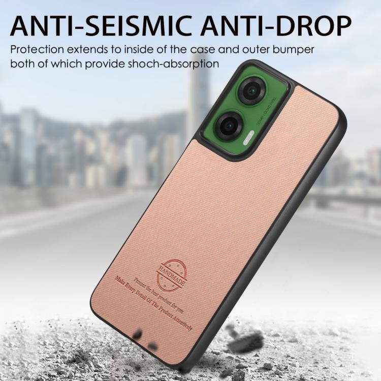 For Motorola Moto G35 Twill Fabric Leather Skin Back Phone Case