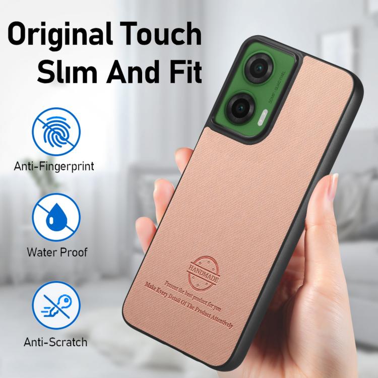 For Motorola Moto G35 Twill Fabric Leather Skin Back Phone Case