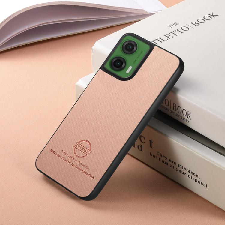 For Motorola Moto G35 Twill Fabric Leather Skin Back Phone Case