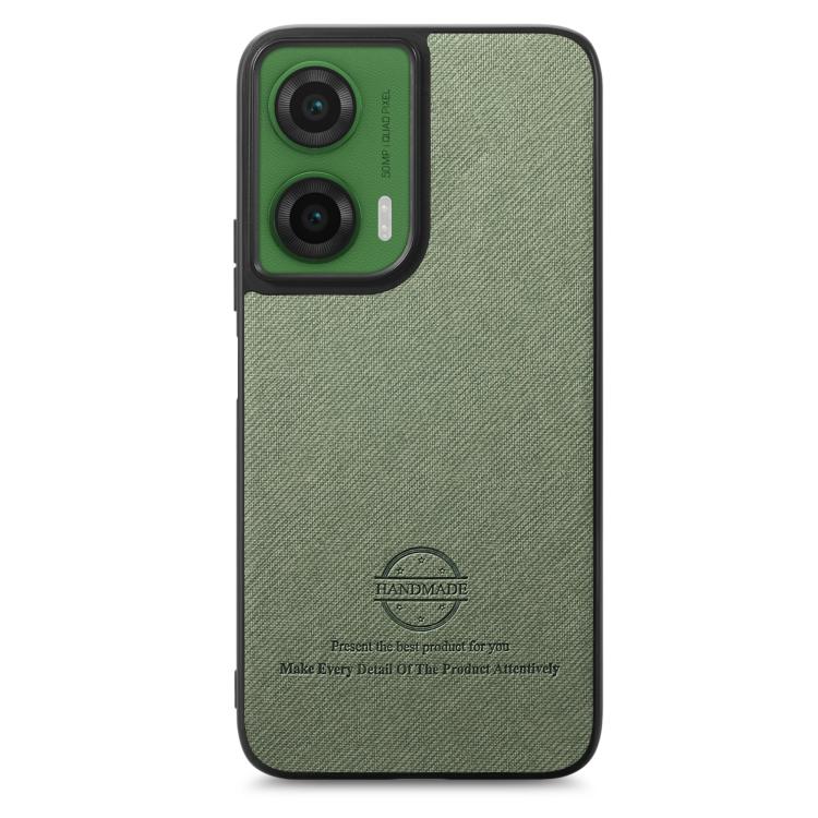 For Motorola Moto G35 Twill Fabric Leather Skin Back Phone Case