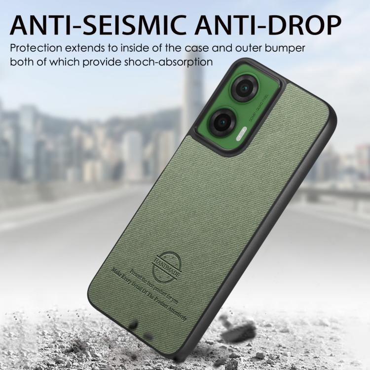 For Motorola Moto G35 Twill Fabric Leather Skin Back Phone Case