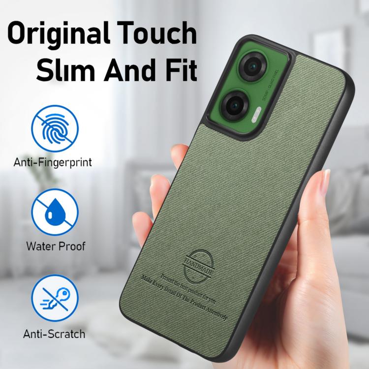 For Motorola Moto G35 Twill Fabric Leather Skin Back Phone Case