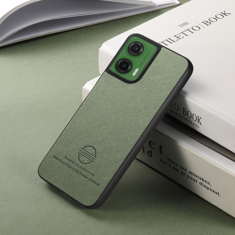 For Motorola Moto G35 Twill Fabric Leather Skin Back Phone Case