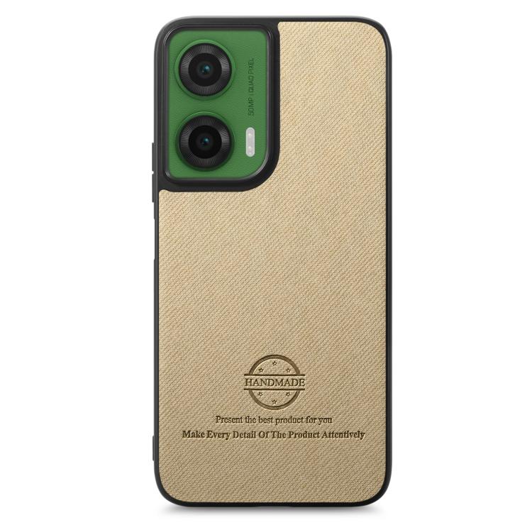 For Motorola Moto G35 Twill Fabric Leather Skin Back Phone Case