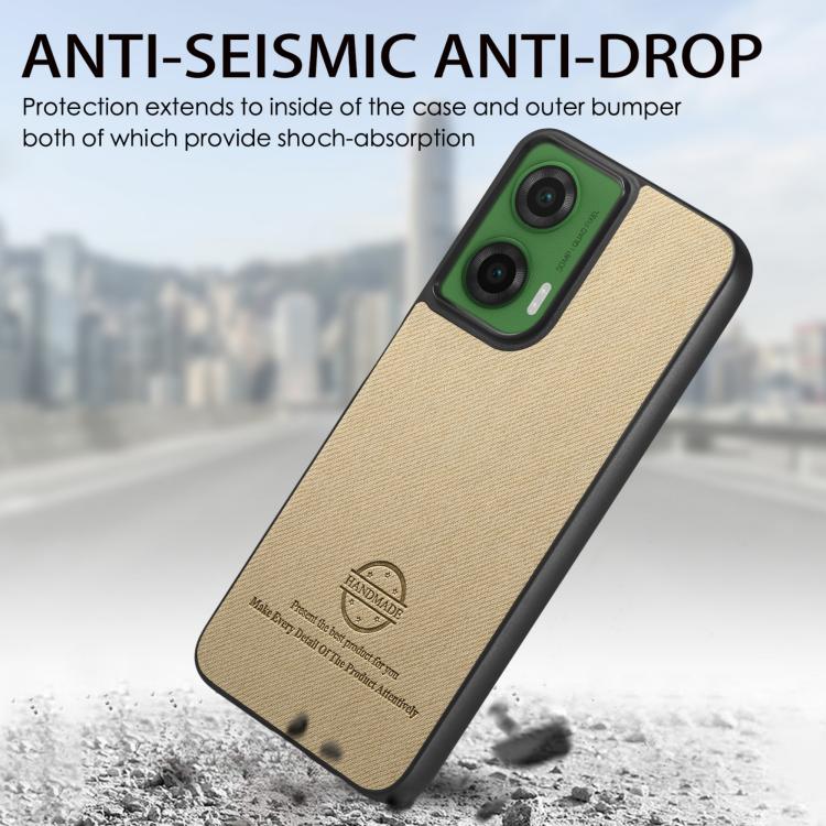 For Motorola Moto G35 Twill Fabric Leather Skin Back Phone Case