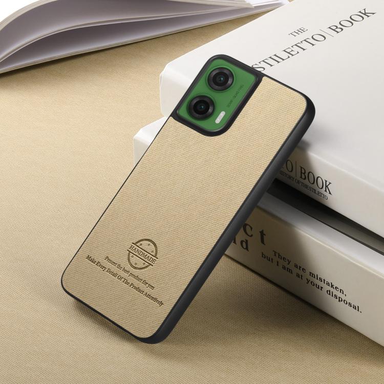 For Motorola Moto G35 Twill Fabric Leather Skin Back Phone Case
