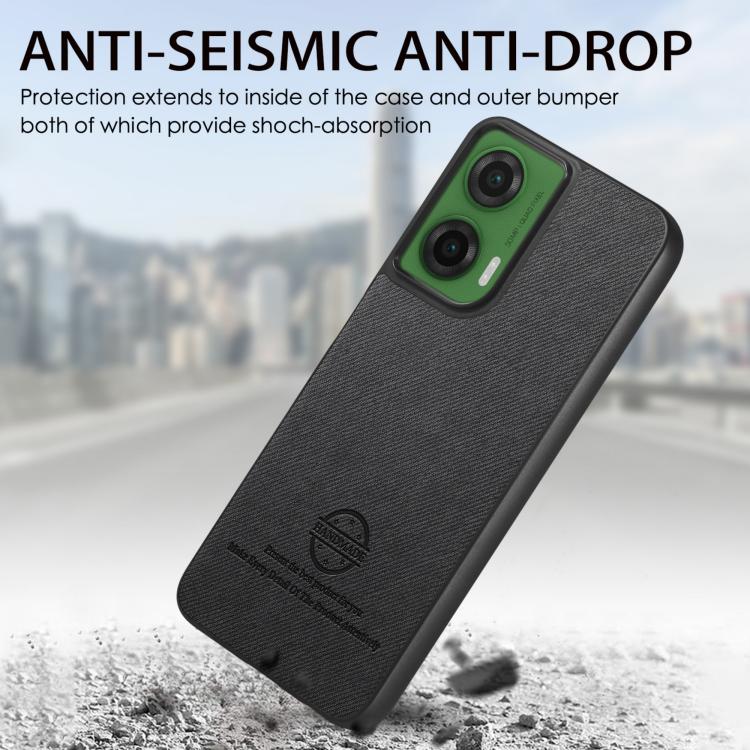For Motorola Moto G35 Twill Fabric Leather Skin Back Phone Case