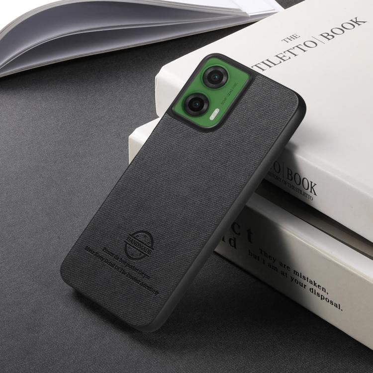 For Motorola Moto G35 Twill Fabric Leather Skin Back Phone Case