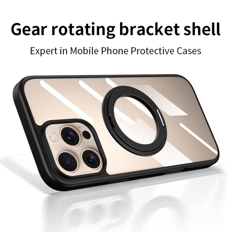 For iPhone 15 Pro Max Gear 360 Rotation Holder MagSafe Phone Case - Black