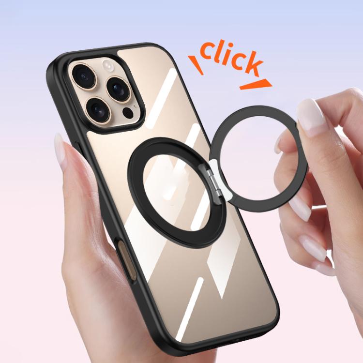 For iPhone 15 Pro Max Gear 360 Rotation Holder MagSafe Phone Case - Black