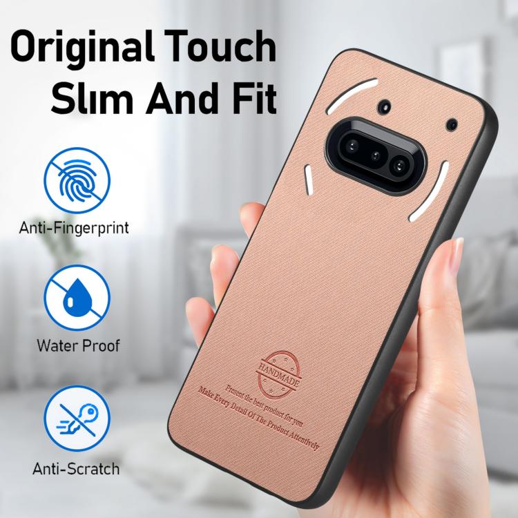 For Nothing Phone 3a Twill Fabric Leather Skin Back Phone Case