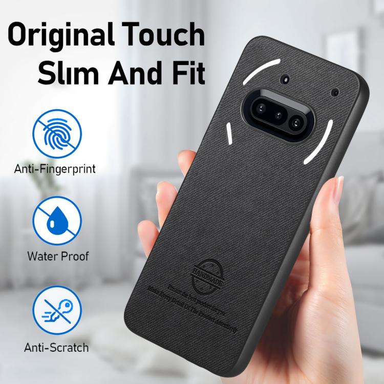 For Nothing Phone 3a Twill Fabric Leather Skin Back Phone Case