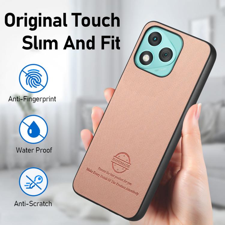 For Honor 400 Lite Global Twill Fabric Leather Skin Back Phone Case