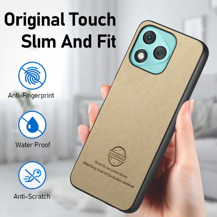For Honor 400 Lite Global Twill Fabric Leather Skin Back Phone Case