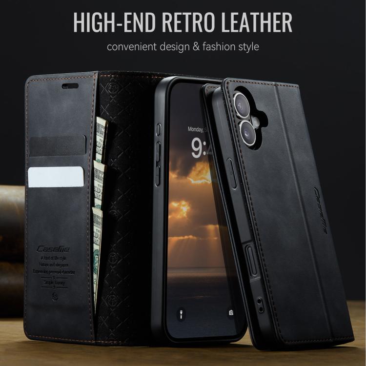 For iPhone 16 CaseMe 033 Calf Leather Lining Microfibre RFID Blocking Phone Case