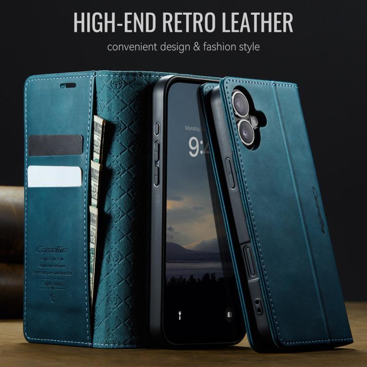 For iPhone 16 Plus CaseMe 033 Calf Leather Lining Microfibre RFID Blocking Phone Case