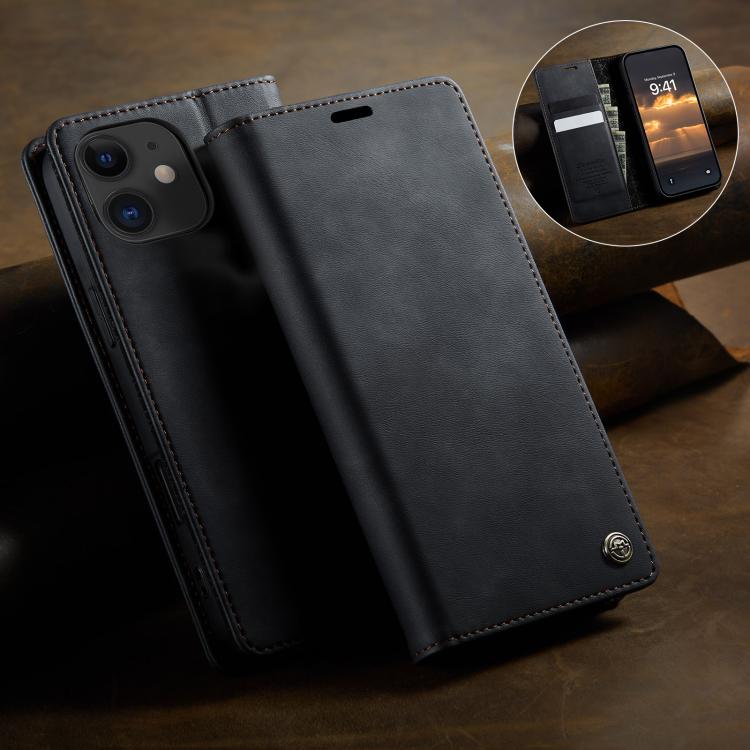 For iPhone 11 CaseMe 033 Calf Leather Lining Microfibre RFID Blocking Phone Case