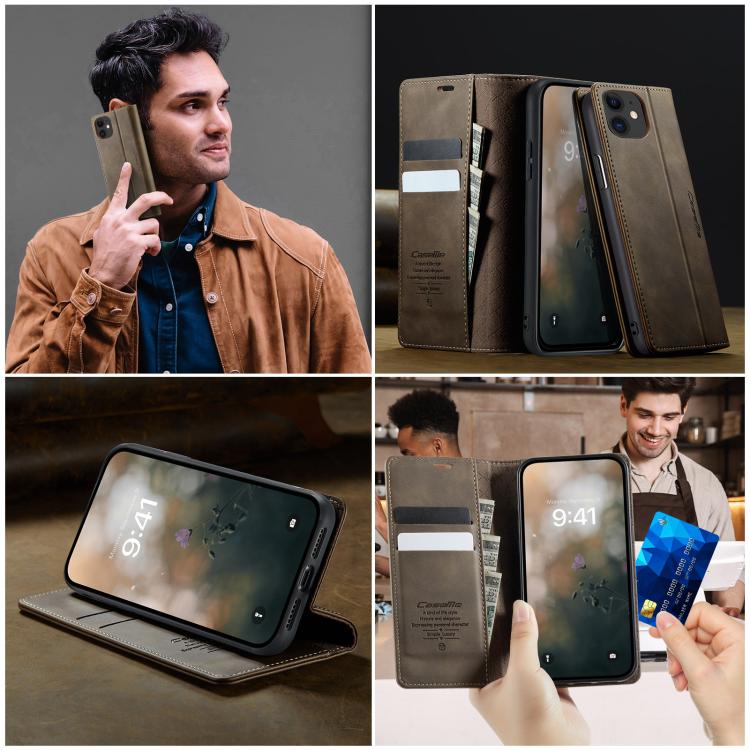 For iPhone 11 CaseMe 033 Calf Leather Lining Microfibre RFID Blocking Phone Case