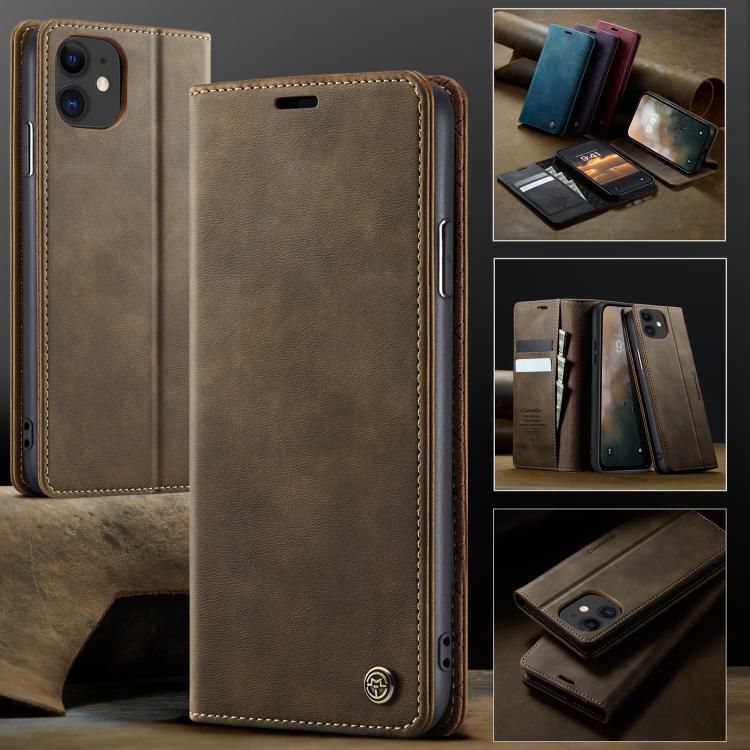 For iPhone 11 CaseMe 033 Calf Leather Lining Microfibre RFID Blocking Phone Case