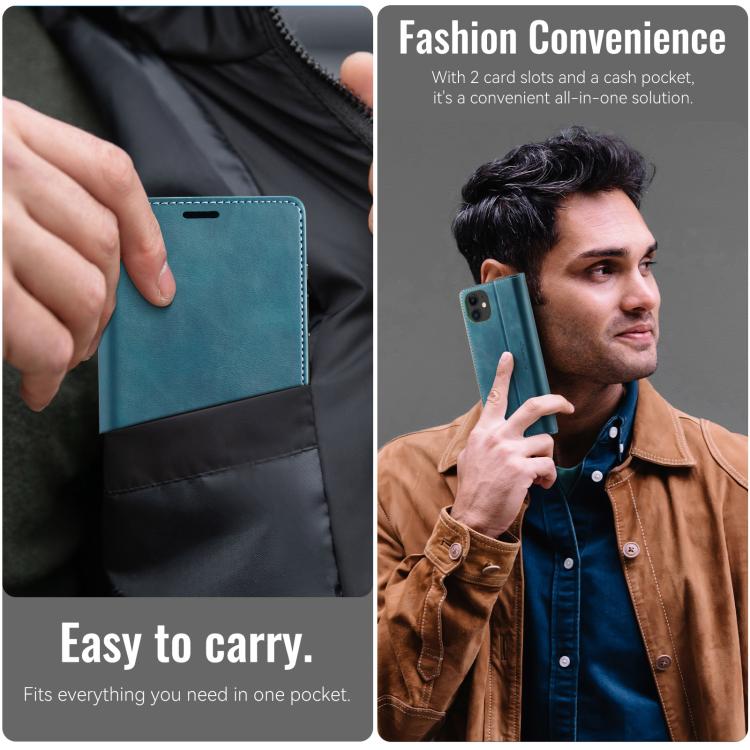 For iPhone 11 CaseMe 033 Calf Leather Lining Microfibre RFID Blocking Phone Case