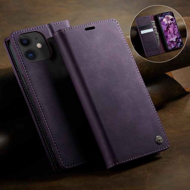 For iPhone 11 CaseMe 033 Calf Leather Lining Microfibre RFID Blocking Phone Case