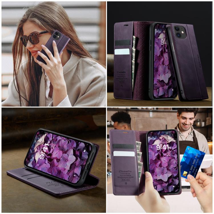 For iPhone 11 CaseMe 033 Calf Leather Lining Microfibre RFID Blocking Phone Case