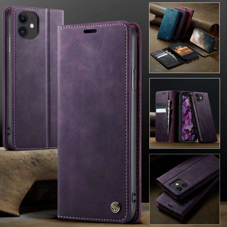 For iPhone 11 CaseMe 033 Calf Leather Lining Microfibre RFID Blocking Phone Case