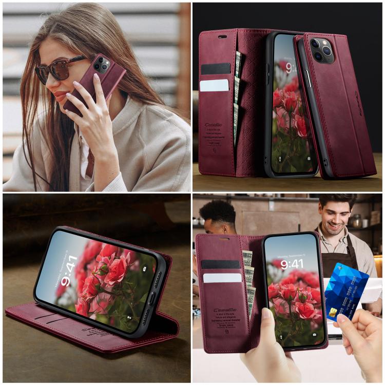 For iPhone 11 Pro CaseMe 033 Calf Leather Lining Microfibre RFID Blocking Phone Case
