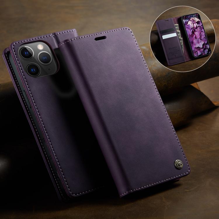 For iPhone 11 Pro CaseMe 033 Calf Leather Lining Microfibre RFID Blocking Phone Case