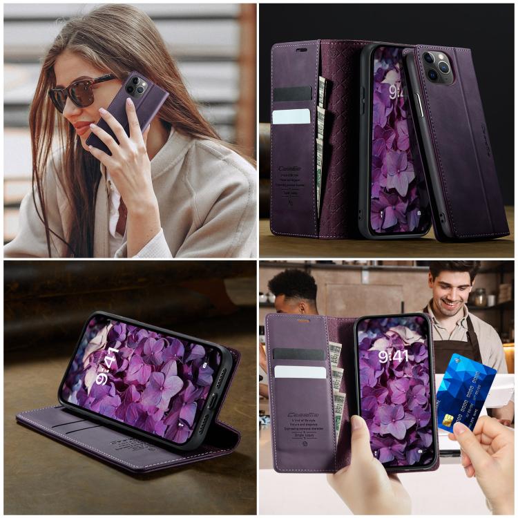 For iPhone 11 Pro CaseMe 033 Calf Leather Lining Microfibre RFID Blocking Phone Case