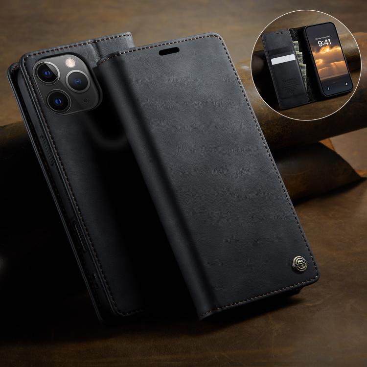 For iPhone 11 Pro Max CaseMe 033 Calf Leather Lining Microfibre RFID Blocking Phone Case