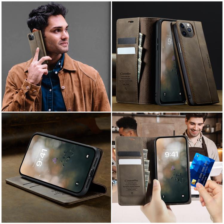 For iPhone 11 Pro Max CaseMe 033 Calf Leather Lining Microfibre RFID Blocking Phone Case