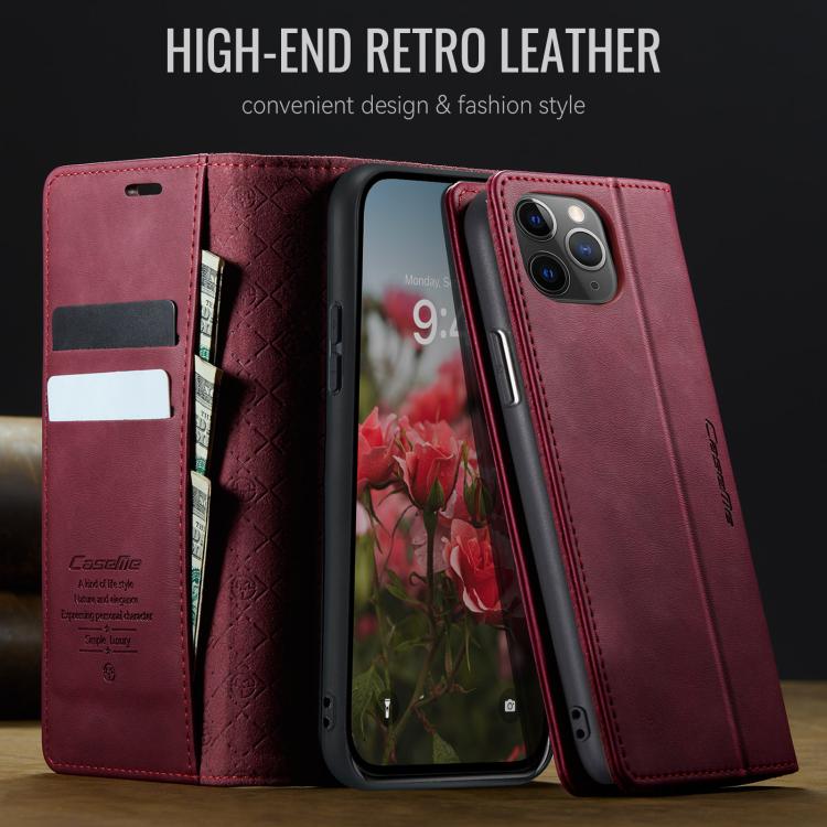 For iPhone 11 Pro Max CaseMe 033 Calf Leather Lining Microfibre RFID Blocking Phone Case