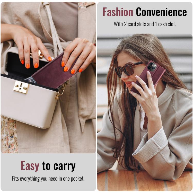 For iPhone 11 Pro Max CaseMe 033 Calf Leather Lining Microfibre RFID Blocking Phone Case