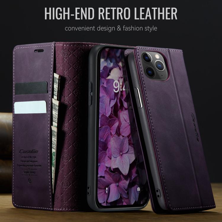For iPhone 11 Pro Max CaseMe 033 Calf Leather Lining Microfibre RFID Blocking Phone Case