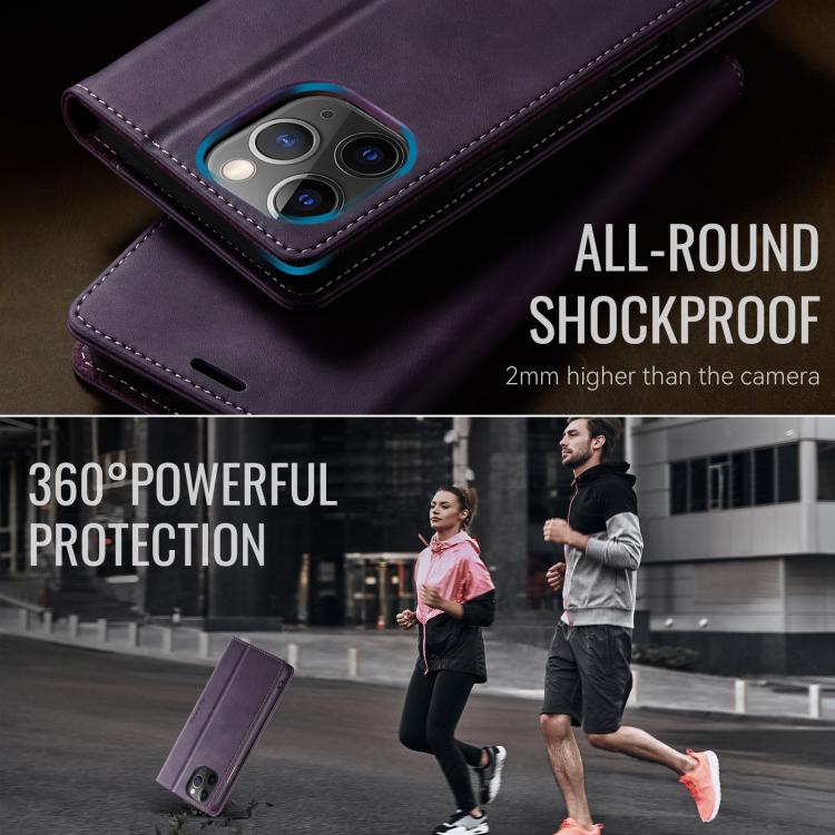 For iPhone 11 Pro Max CaseMe 033 Calf Leather Lining Microfibre RFID Blocking Phone Case