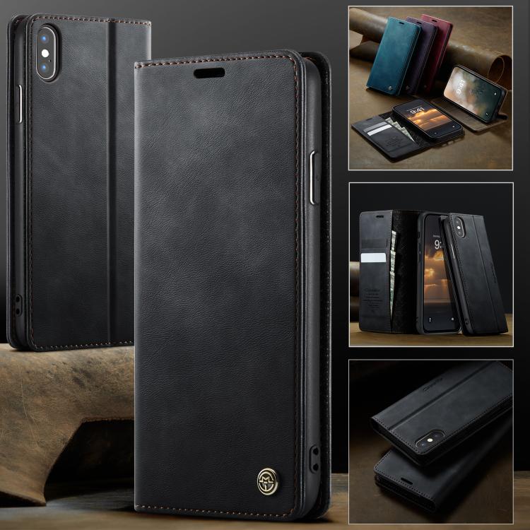 For iPhone X / XS CaseMe 033 Calf Leather Lining Microfibre RFID Blocking Phone Case
