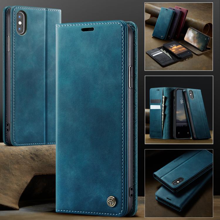 For iPhone X / XS CaseMe 033 Calf Leather Lining Microfibre RFID Blocking Phone Case