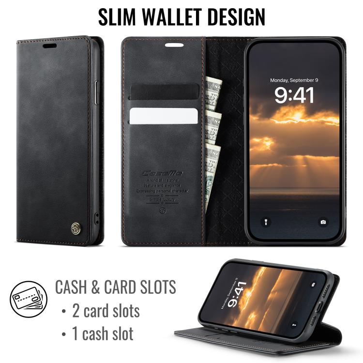 For iPhone XS Max CaseMe 033 Calf Leather Lining Microfibre RFID Blocking Phone Case