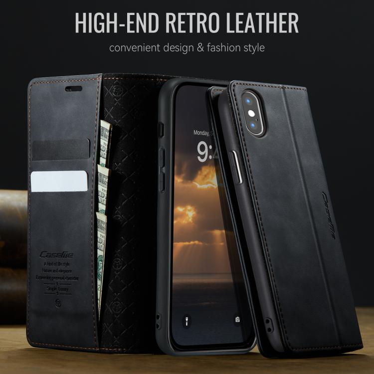 For iPhone XS Max CaseMe 033 Calf Leather Lining Microfibre RFID Blocking Phone Case
