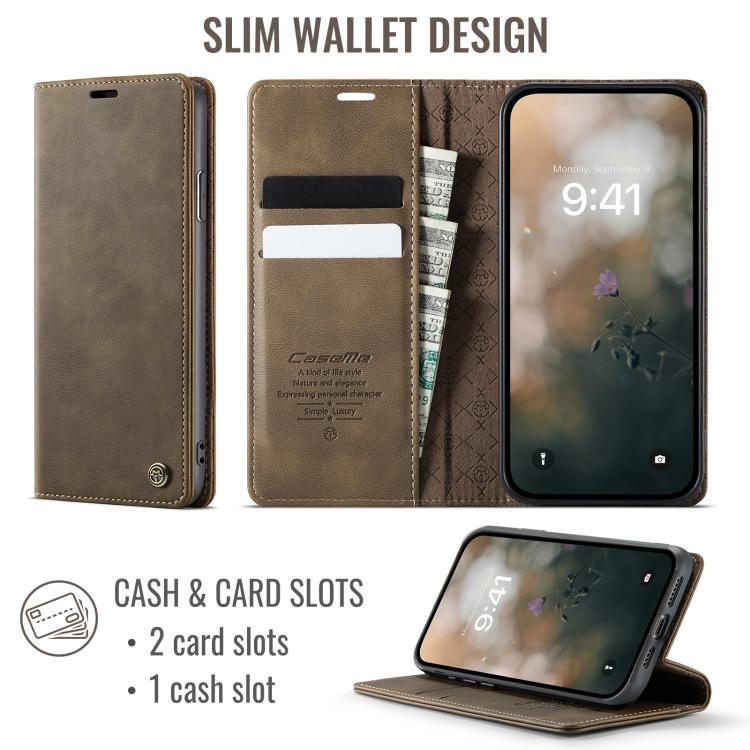 For iPhone XS Max CaseMe 033 Calf Leather Lining Microfibre RFID Blocking Phone Case