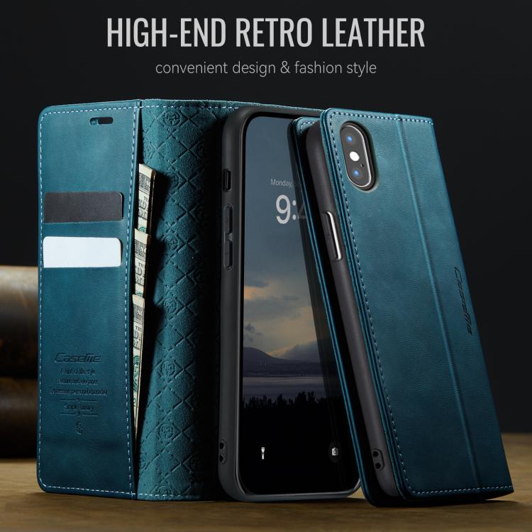 For iPhone XS Max CaseMe 033 Calf Leather Lining Microfibre RFID Blocking Phone Case