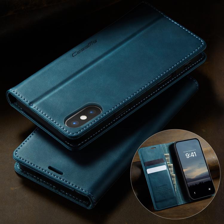 For iPhone XS Max CaseMe 033 Calf Leather Lining Microfibre RFID Blocking Phone Case