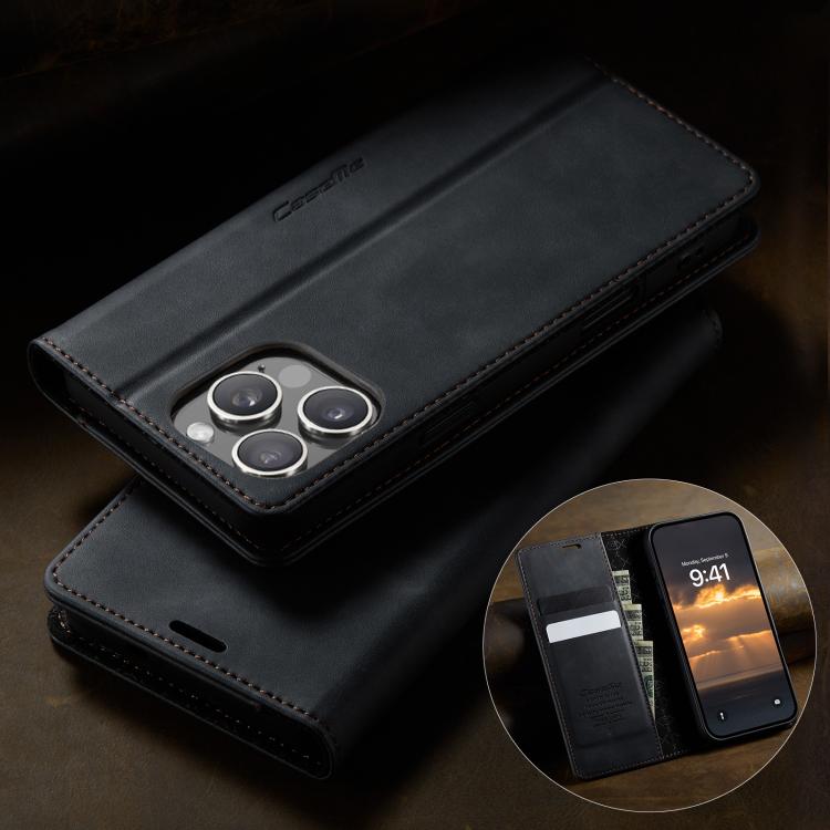 For iPhone 16 Pro CaseMe 033 Calf Leather Lining Microfibre RFID Blocking Phone Case