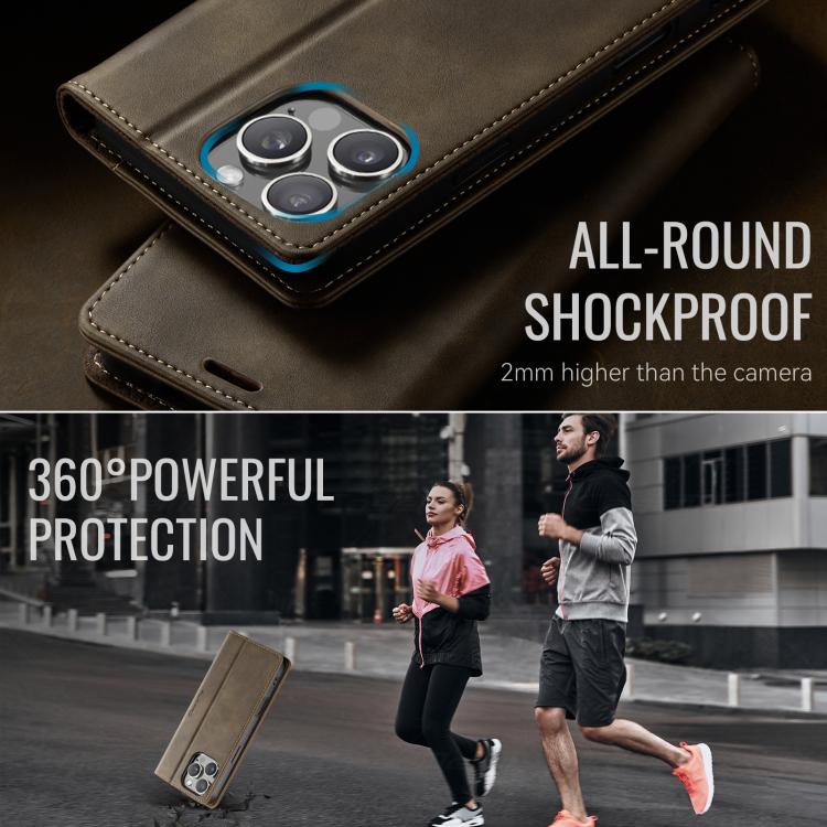 For iPhone 16 Pro CaseMe 033 Calf Leather Lining Microfibre RFID Blocking Phone Case